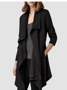 All Saints • Bayle Monument Longline Coat Jacket in Black Size US 10